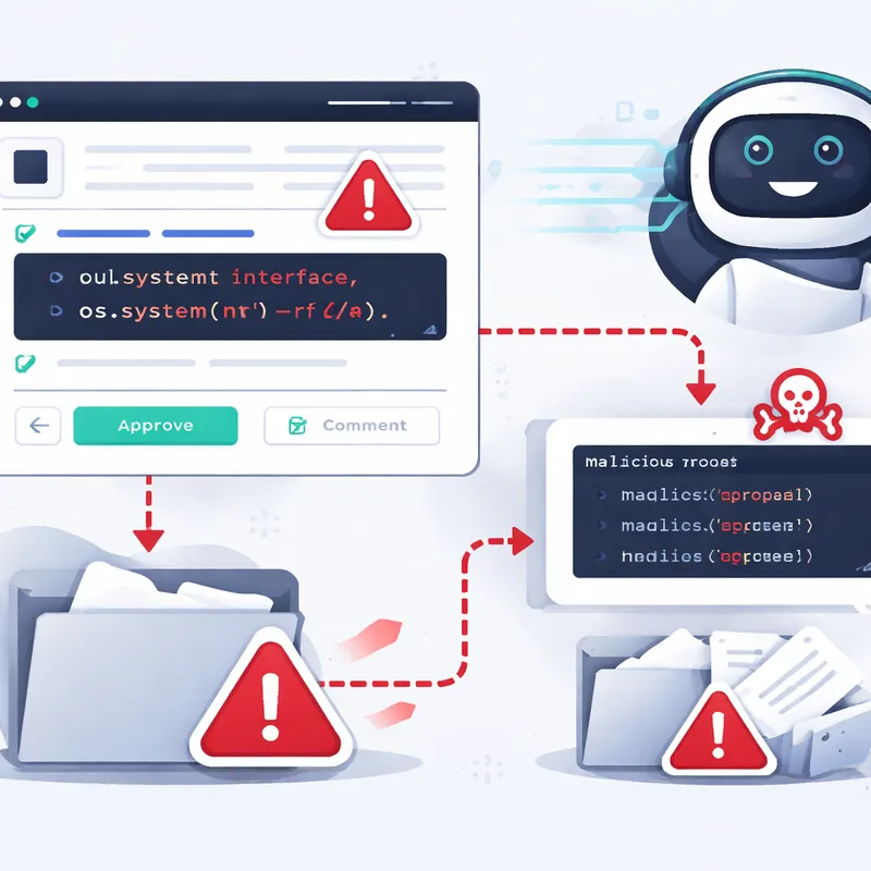 Diagram showing how a malicious pull request can influence an AI coding assistant