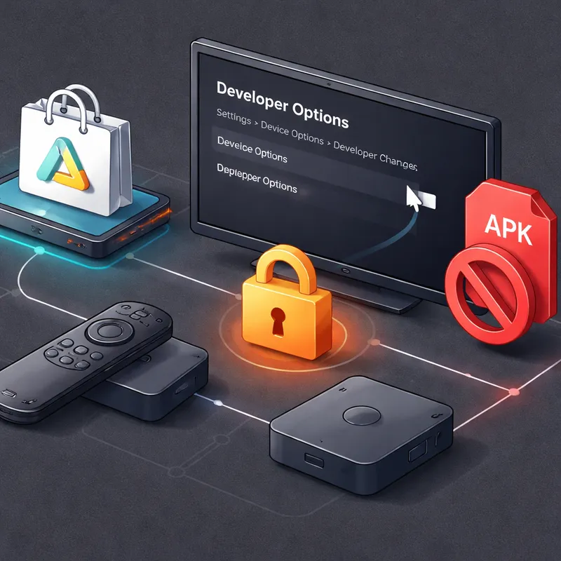 Diagram showing that Vega OS limits sideloading and focuses on Amazon Appstore installs