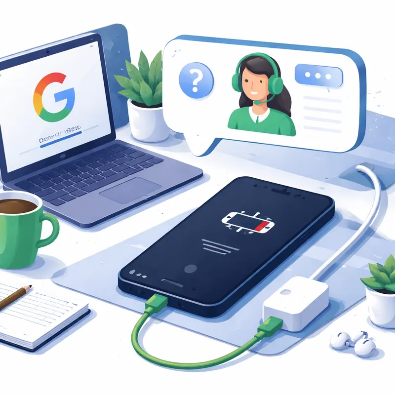 Android phone with support and software update visuals while waiting for a fix