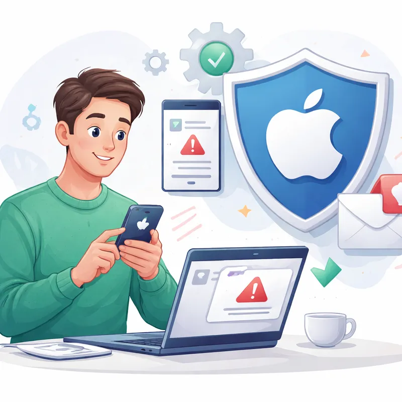 User reporting a suspicious Apple message and checking account security settings