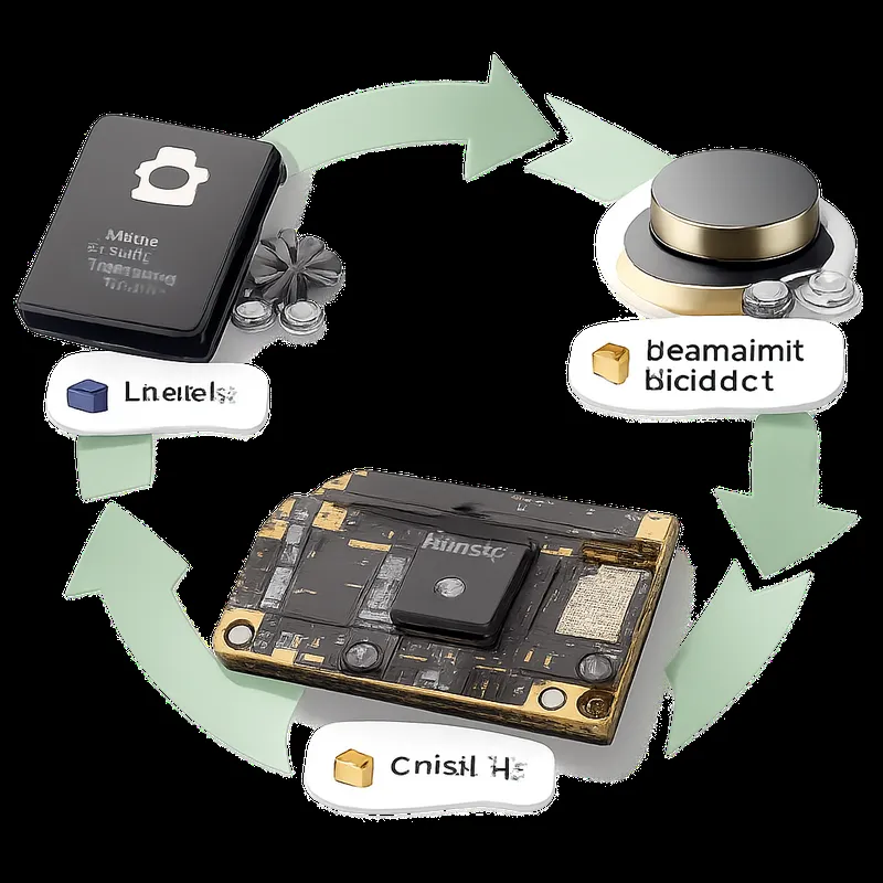 Explainer image of recycled cobalt, rare earth magnets, and recycled gold and tin in Apple components