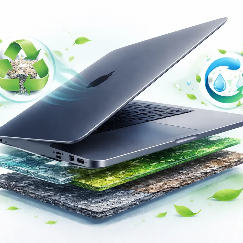 Concept image of MacBook Neo showing recycled materials and lower-impact manufacturing