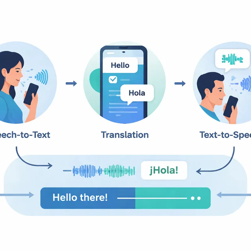 Diagram of speech-to-text, translation, and text-to-speech in DeepL Voice