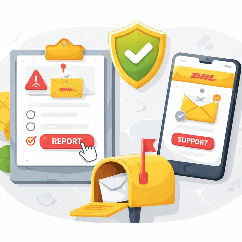 Illustration of reporting a suspicious DHL email to the official anti-abuse mailbox