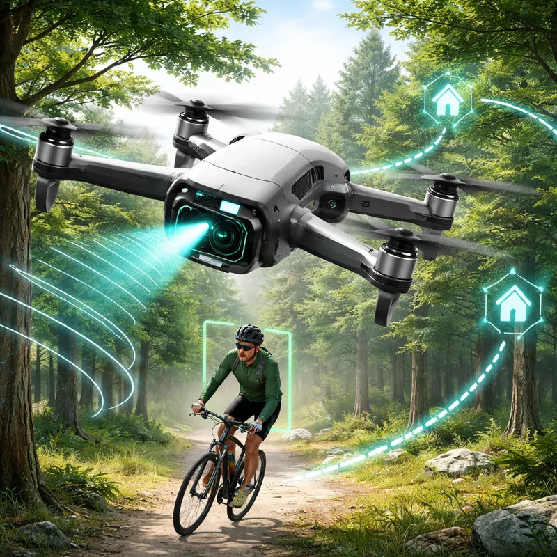 DJI Lito X1 using obstacle avoidance and tracking while flying near trees