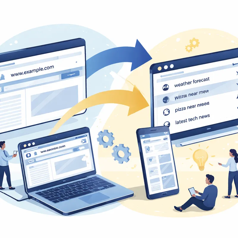 Comparison of traditional website loading and modern address-bar-first browsing