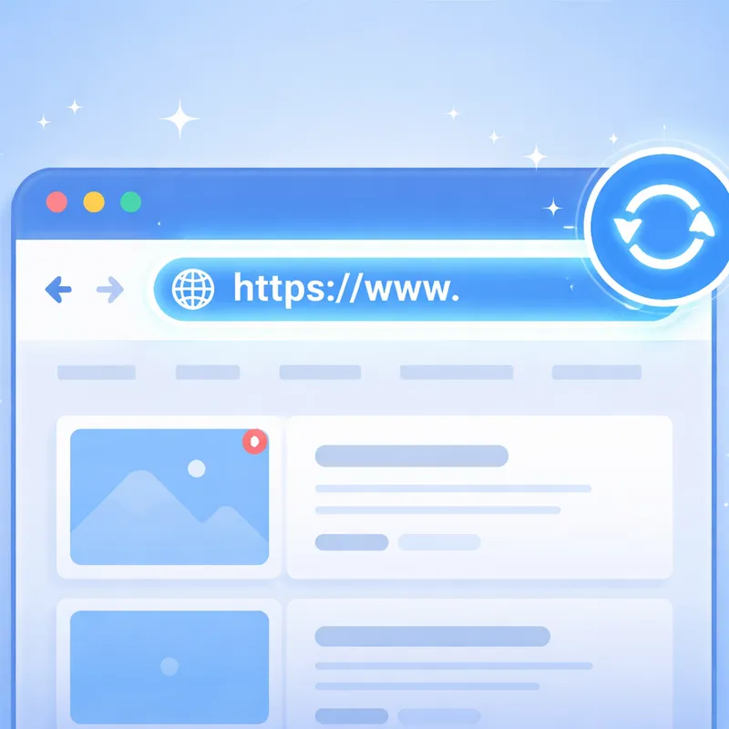 Browser address bar highlighted above a partially loaded web page