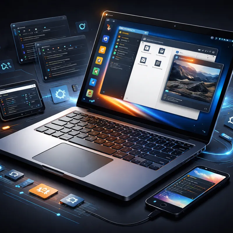 Concept art showing a BeOS-style desktop future on modern ARM hardware