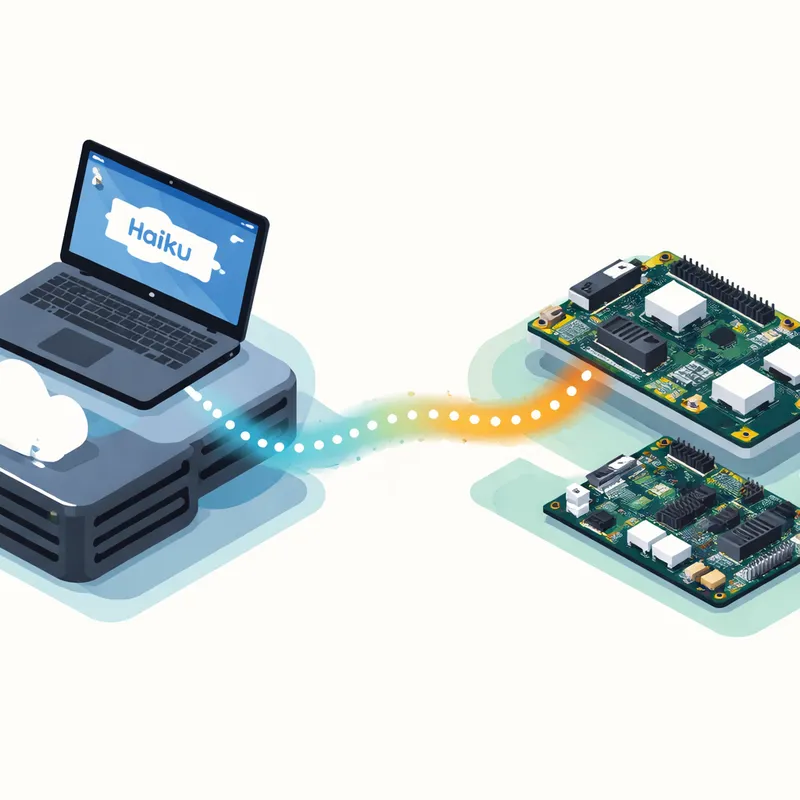 Visual comparison of Haiku OS running in QEMU today and real ARM hardware support still in progress