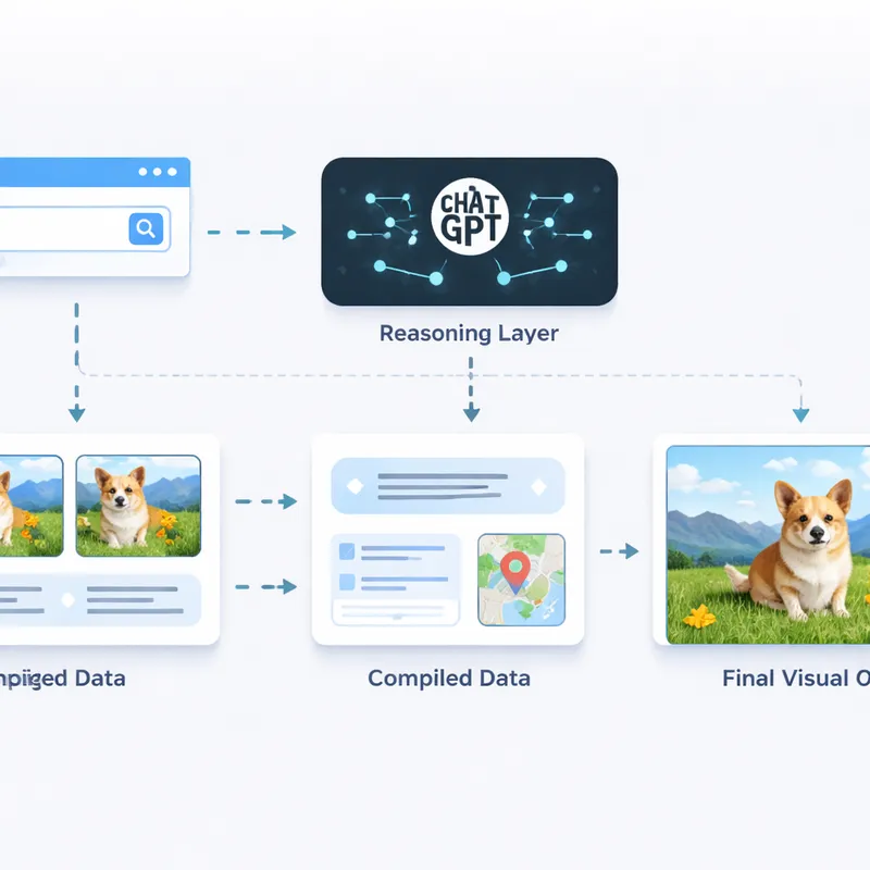 Diagram showing web search, reasoning, and image generation workflow in ChatGPT Images 2