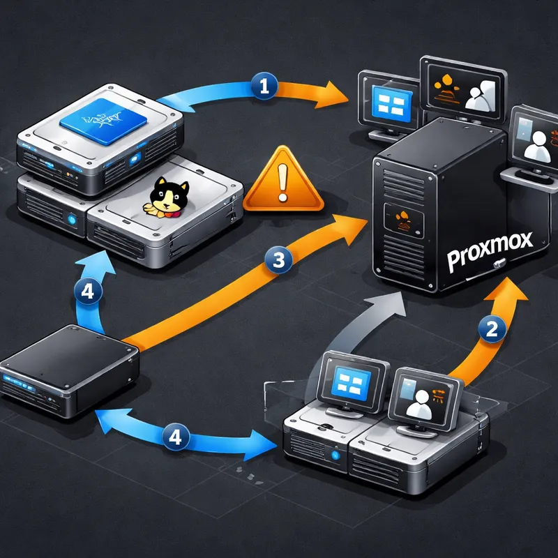 Migration flow from Windows and Linux dual boot to a Proxmox host with a Windows VM
