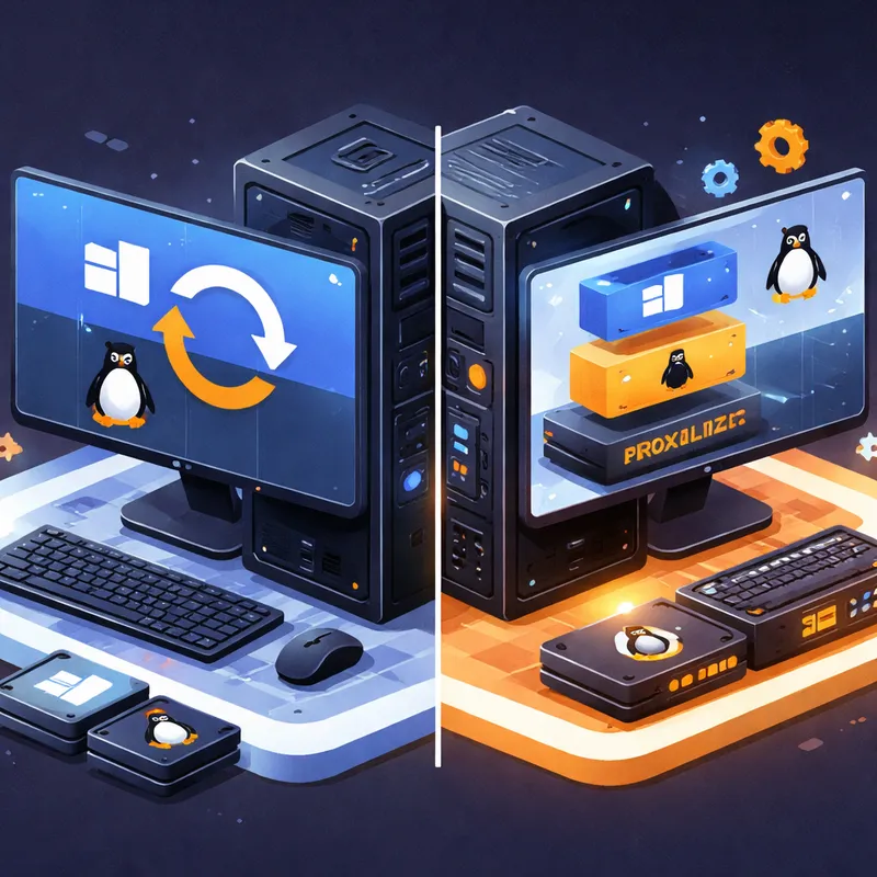 Comparison of dual booting versus running Windows and Linux together on Proxmox