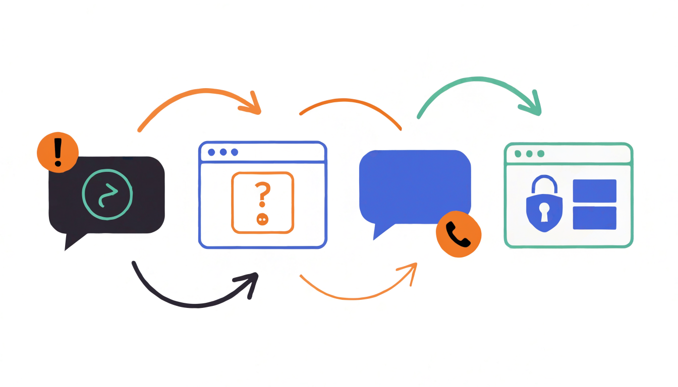 Four-step visual showing how to assess an unexpected link and verify a sender safely